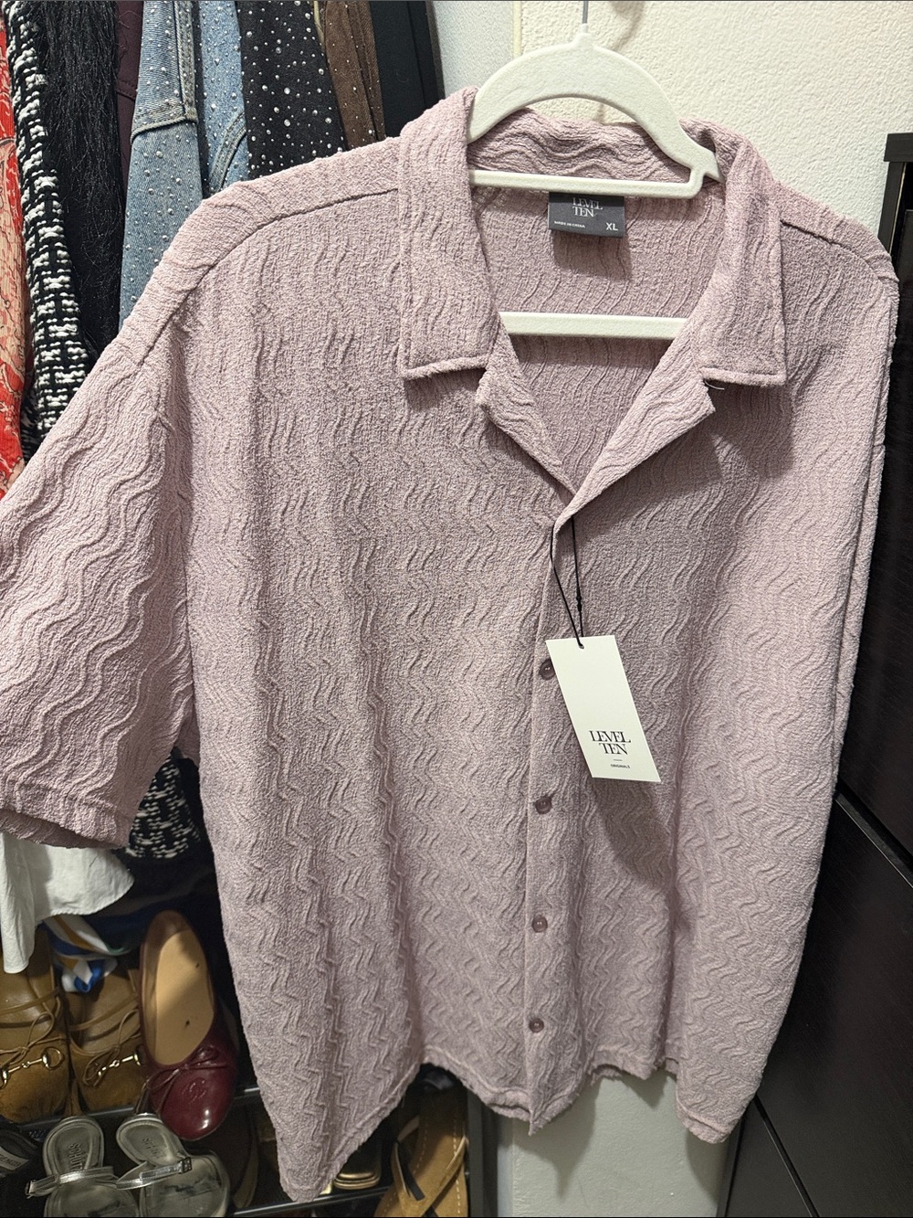 Short-Sleeve Button Shirt — Dusty Mauve